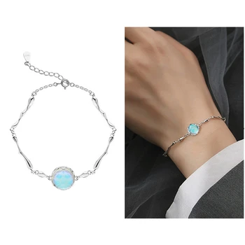 Новый дизайн Браслет Crystal Blue Ocean для женщин, ювелирные изделия, Модный Браслет из серебра 925 пробы, подарок Леди на Годовщину, Женский браслет, бижутерия
