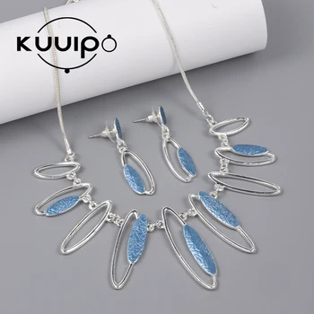 Kuuipo Blue Geometry Цепочки, летние Эмалированные роскошные аксессуары, цепочки, бижутерия, эстетика 2000-х, оригинальные ожерелья для женщин