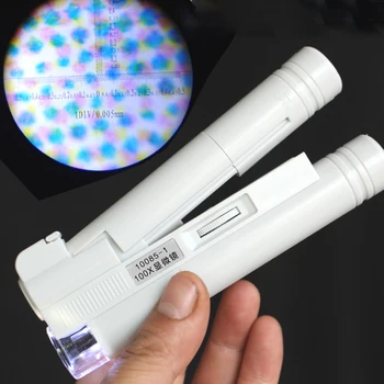 Портативное мини-увеличительное стекло, 100-кратный карманный микроскоп, светодиодная лампа, ювелирная лупа-лупа для точного осмотра и измерения