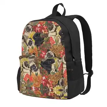 Потому что Pugs Осенняя дорожная сумка для ноутбука, школьные ранцы Pugs Autumn Flower