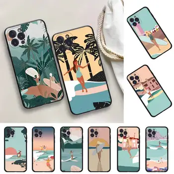 Чехол для телефона art surf Girl Для iPhone 14 11 12 13 Mini Pro Max 8 7 6 6S Plus X SE 2020 XR XS Funda Case
