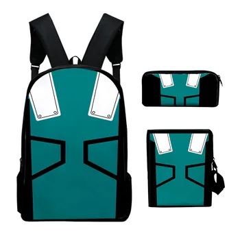 Модная мода My Hero Academia 3D Принт 3 шт./компл. Школьные сумки для учеников, Рюкзак для ноутбука, Наклонная сумка на плечо, Пенал